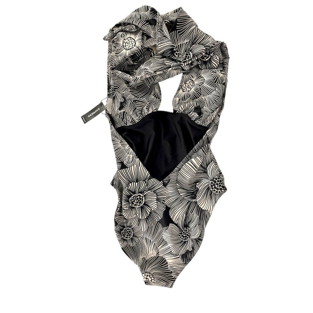 EXPRESS Women's Black White Floral Convertible Style Swimsuit NWT Small - Picture 5 of 5